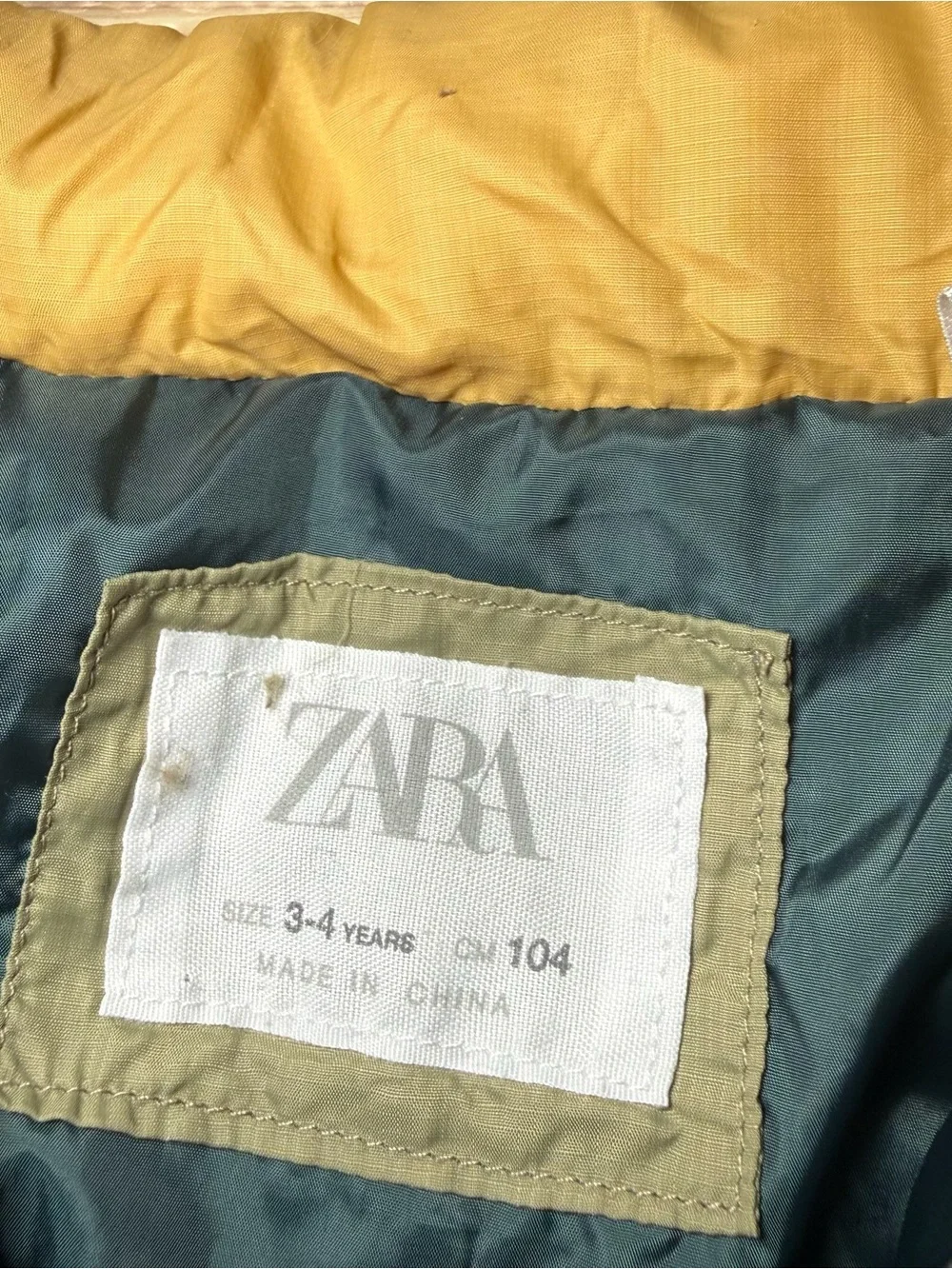 Zara Boys Girls Colorblock Puffer Coat Zip Winter Jacket Size 3-4 Years